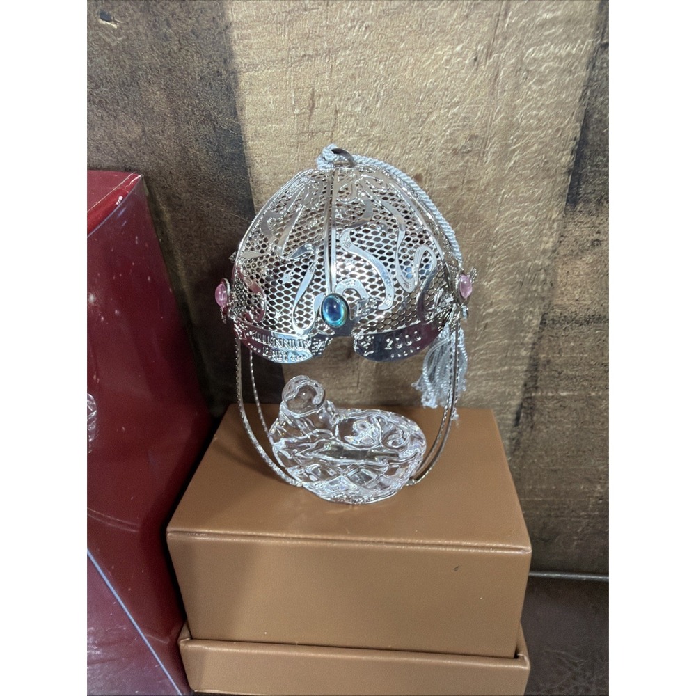 Lenox Millennium‎ 2000 Y2K Baby's 1st Christmas Crystal Ornament Hot Air Ballon - Picture 8 of 16